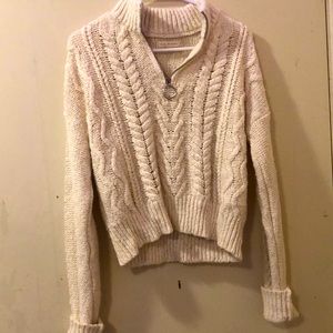 LA hearts cable knit zip up sweater